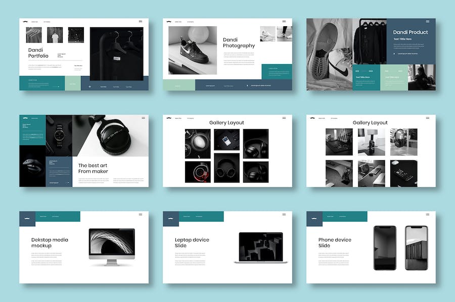 深色图片网格商业计划Keynote模板 - 顶尖PPT