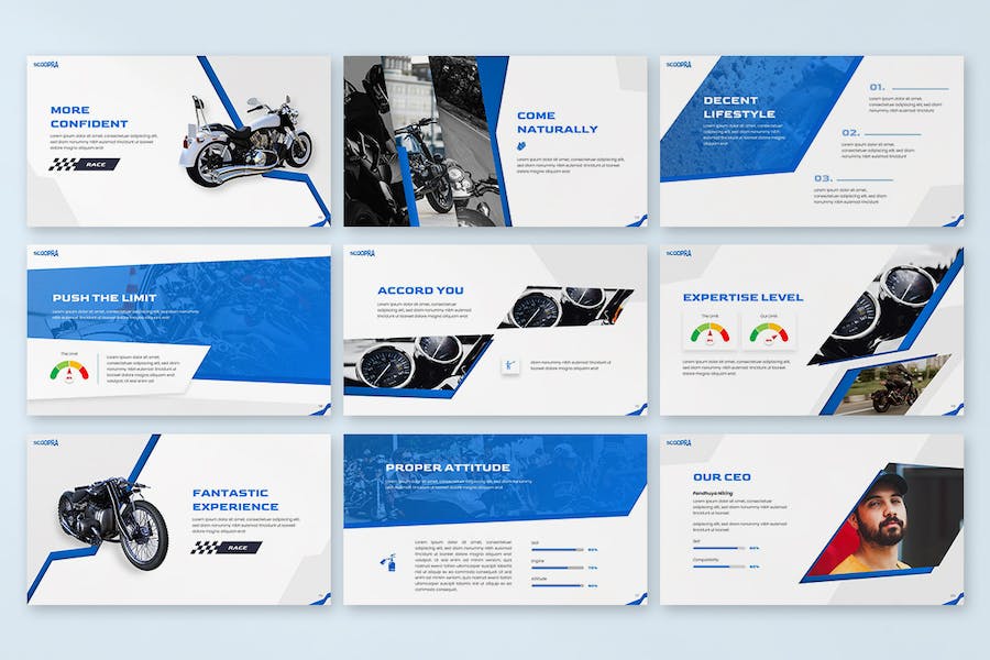 摩托车机车产品展示性能介绍PPT模板 - 顶尖PPT
