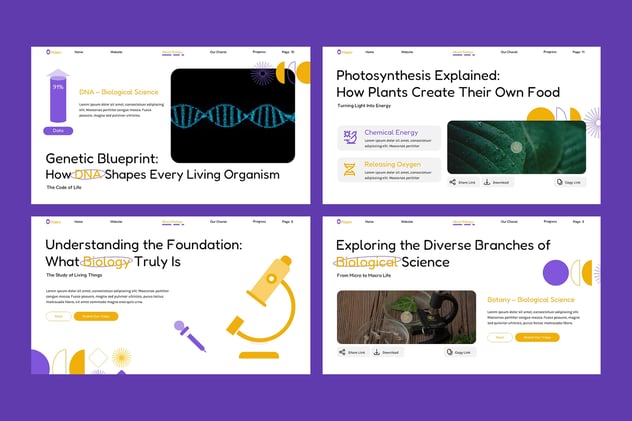 紫色教育生物学科教学PPT模板 - 顶尖PPT