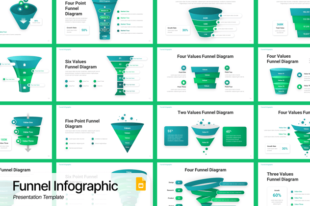 业务转化漏斗信息图展示PPT模板 - 顶尖PPT