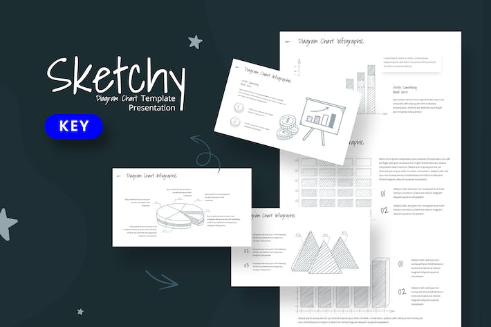 草绘风格数据图形keynote模板 - 顶尖PPT