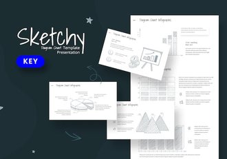 草绘风格数据图形keynote模板 - 顶尖PPT