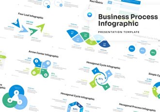 蓝绿色才流程步骤信息图形keynote模板 - 顶尖PPT