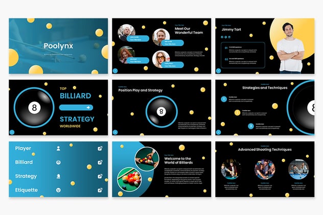 台球相关行业介绍展示PPT模板 - 顶尖PPT