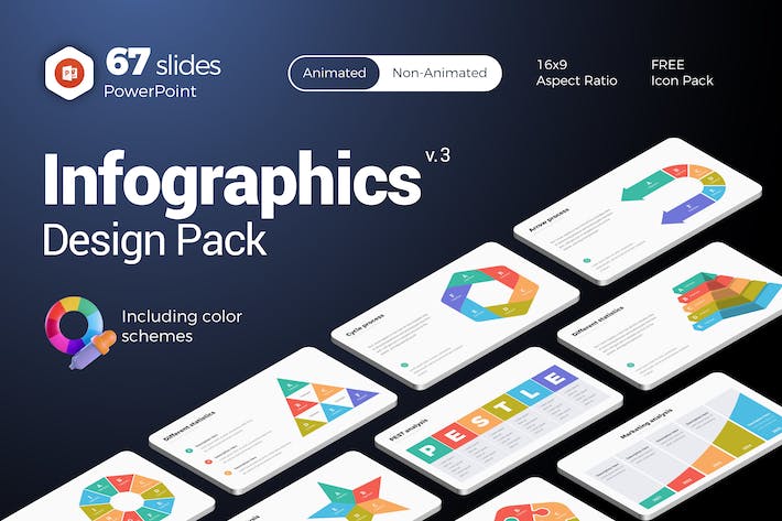 多色彩商务信息图表PPT模板 - 顶尖PPT
