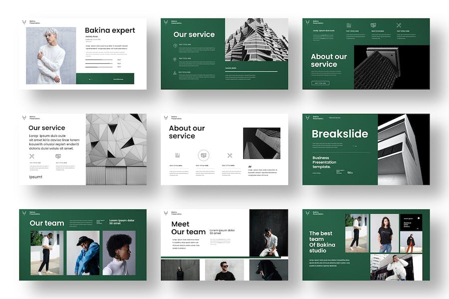 绿色图片拼贴商务宣传PPT模板 - 顶尖PPT