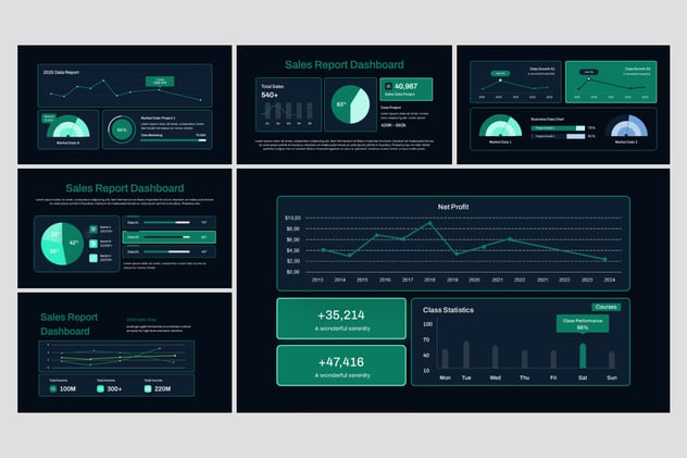 KPI财务数据图表图形PPT模板 - 顶尖PPT