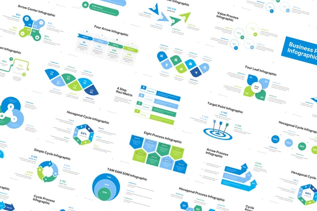 蓝绿色才流程步骤信息图形keynote模板 - 顶尖PPT