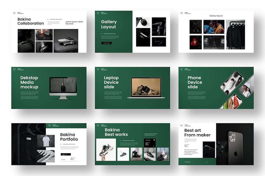 绿色图片拼贴商务宣传PPT模板 - 顶尖PPT