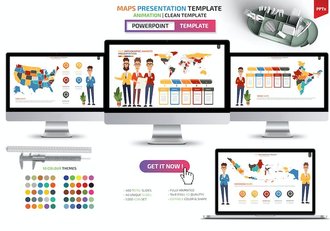 世界每个国家可编辑地图PPT模板 - 顶尖PPT