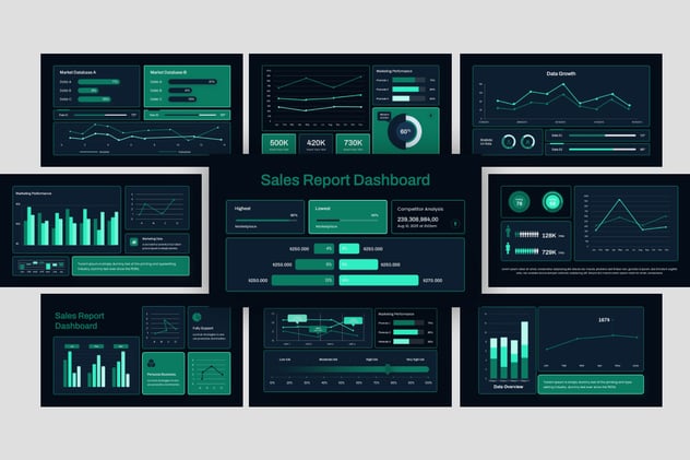 KPI财务数据图表图形PPT模板 - 顶尖PPT