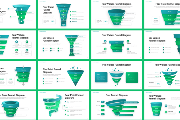 业务转化漏斗信息图展示PPT模板 - 顶尖PPT