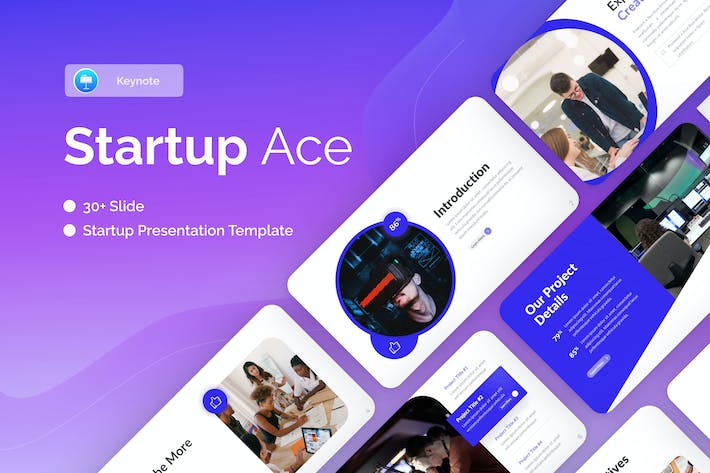 蓝色创意VR科技创业公司介绍keynote模板 - 顶尖PPT