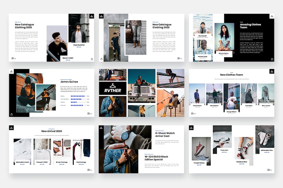 男士时尚品牌介绍服装展示PPT模板 - 顶尖PPT