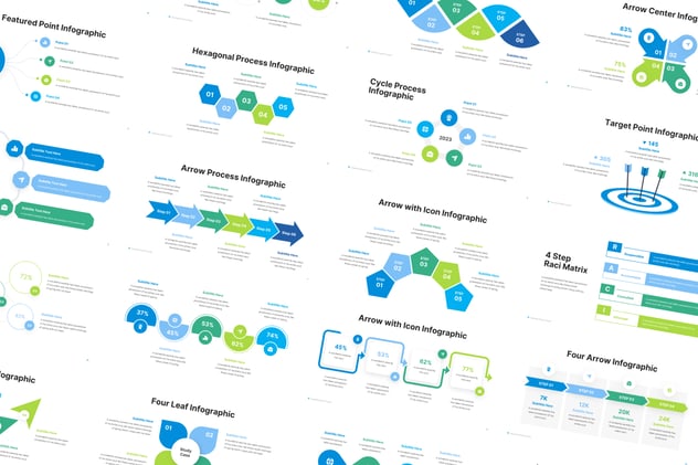 蓝绿色才流程步骤信息图形keynote模板 - 顶尖PPT
