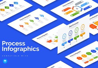 蓝色业务流程步骤图表信息可视化Keynote模板 - 顶尖PPT