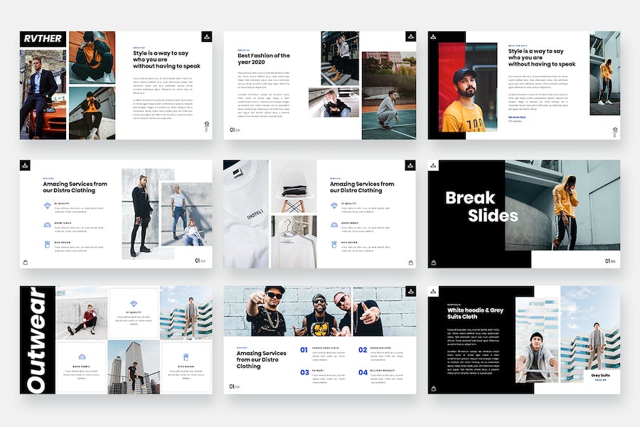 男士时尚品牌介绍服装展示PPT模板 - 顶尖PPT