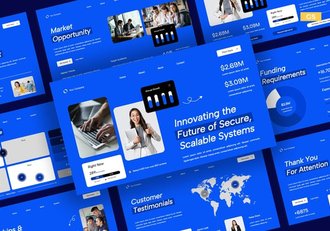 蓝白色现代网络安全平台PPT模板 - 顶尖PPT