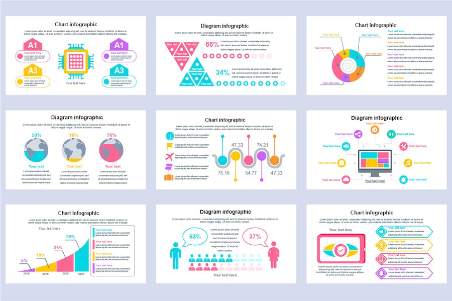 彩色创意数据图形图表PPT模板 - 顶尖PPT