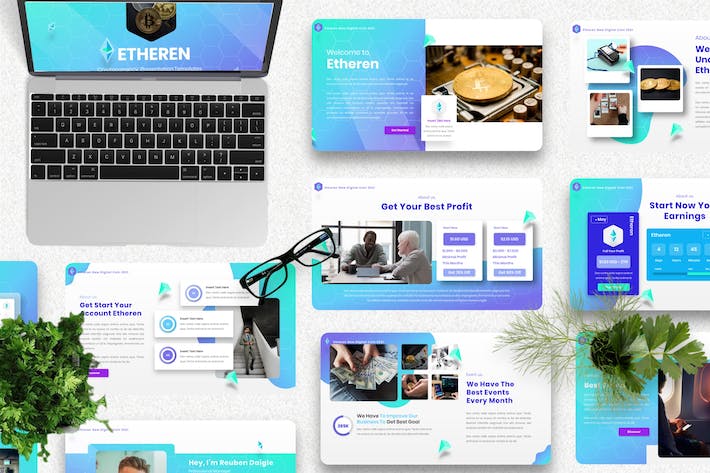 以太坊加密货币区块链交易PPT模板 - 顶尖PPT