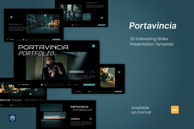 黑蓝色现代摄影作品集PPT模板 - 顶尖PPT