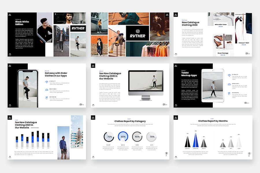 男士时尚品牌介绍服装展示PPT模板 - 顶尖PPT