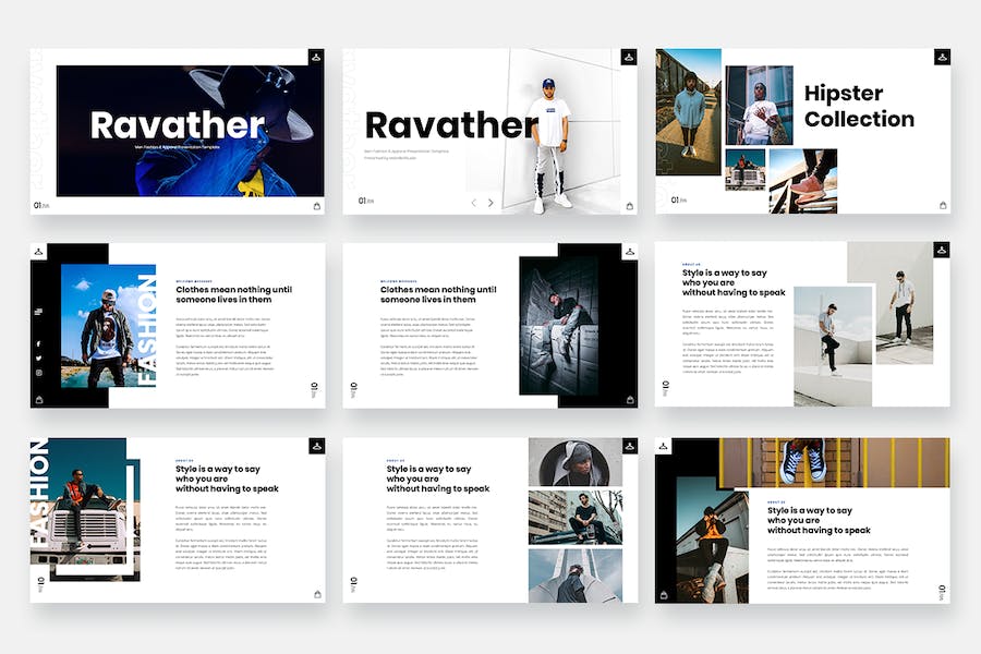 男士时尚品牌介绍服装展示PPT模板 - 顶尖PPT