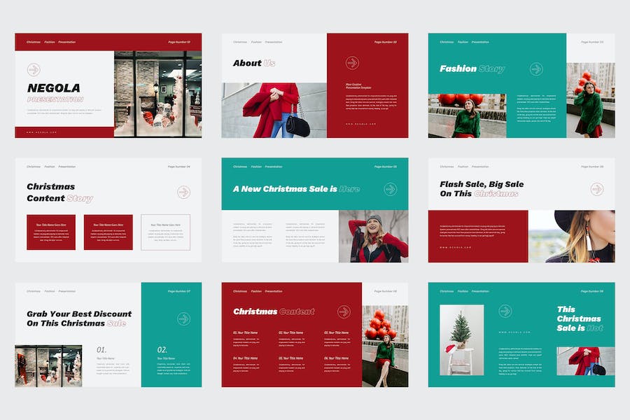 扁平化时尚圣诞节活动主题国外PPT模板 - 顶尖PPT