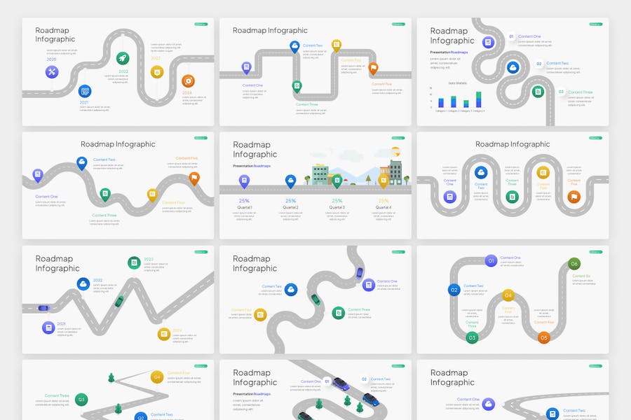 路线图规划信息展示PPT模板 - 顶尖PPT