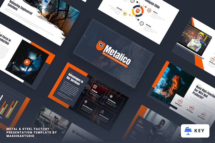 钢铁厂品牌介绍生产流程展示keynote模板 - 顶尖PPT