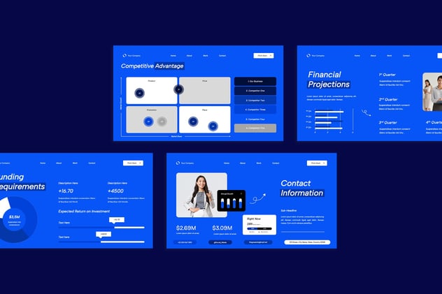 蓝白色现代网络安全平台PPT模板 - 顶尖PPT
