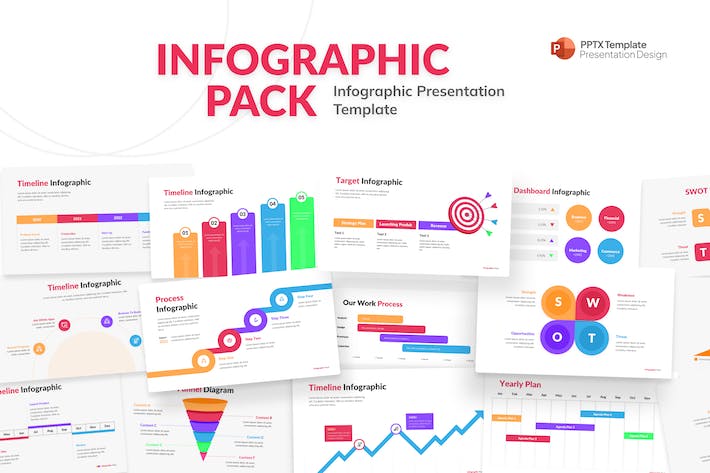 彩色数据统计图形对比图形创意PPT图形模板 - 顶尖PPT