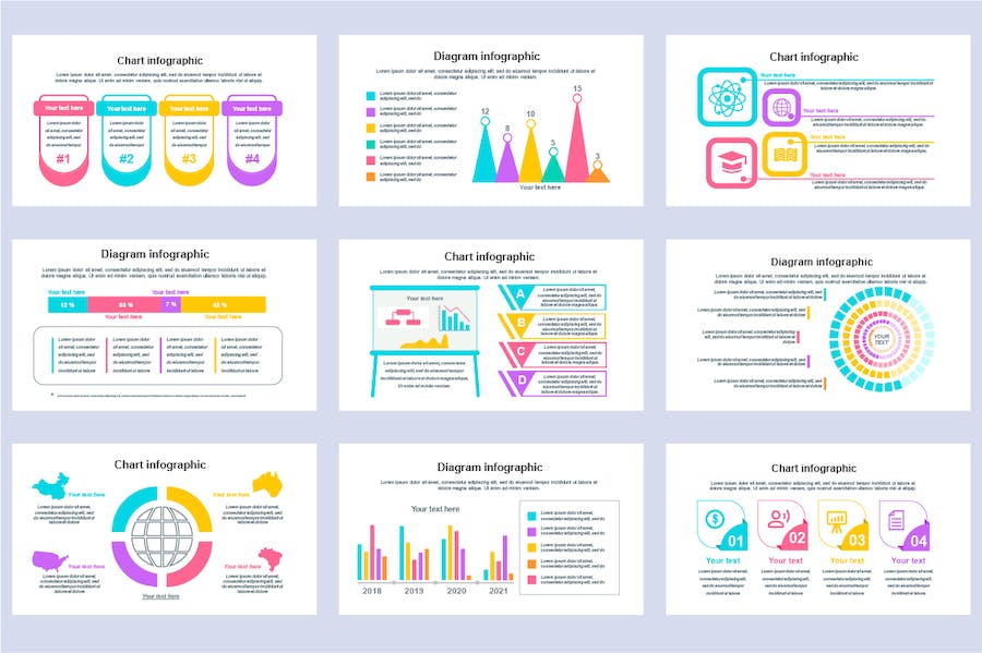 彩色创意数据图形图表PPT模板 - 顶尖PPT