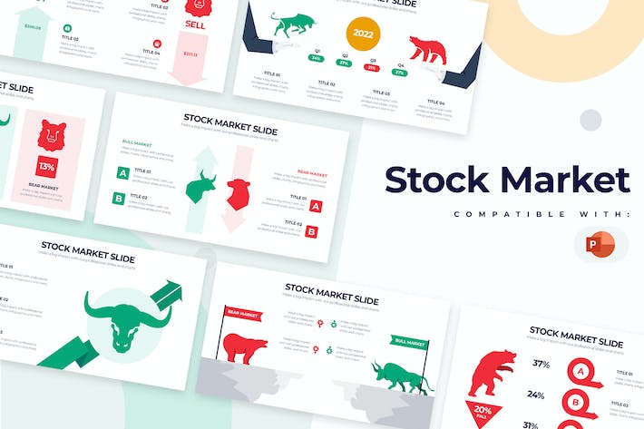 商业股市走势分析对比PPT图形模板 - 顶尖PPT