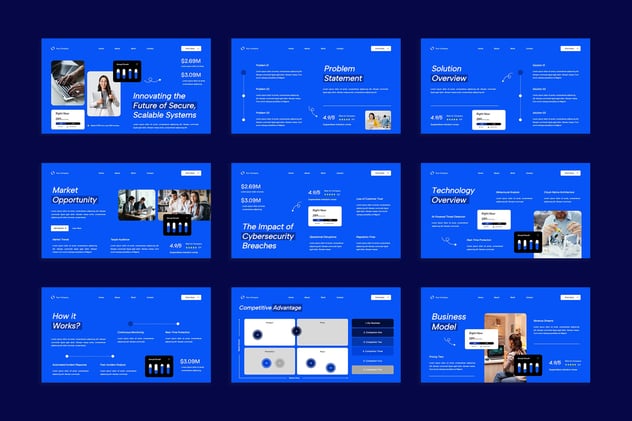 蓝白色现代网络安全平台PPT模板 - 顶尖PPT