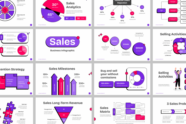 销售增长数据信息图表展示PPT模板 - 顶尖PPT