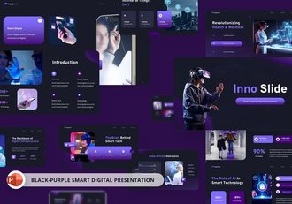 黑紫色人工智能科技风格PPT模板 - 顶尖PPT