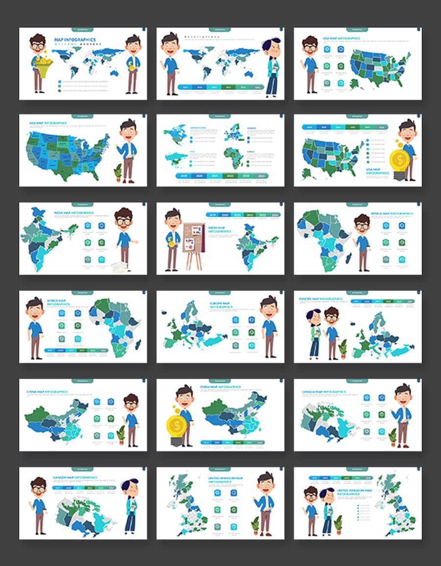 商务地理数据可视化地图分析Keynote模板 - 顶尖PPT