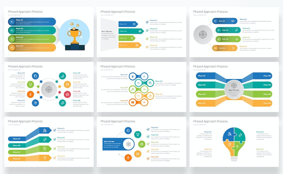 分阶段流程图形keynote模板 - 顶尖PPT