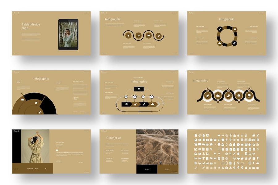 复古风格美女摄影写真图片展示keynote模板 - 顶尖PPT