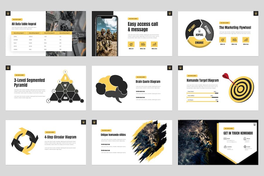 军事教育主题军队作战数据分析PPT模板 - 顶尖PPT