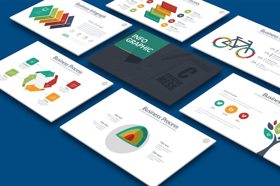 2.5D立体创意图形信息展示keynote模板 - 顶尖PPT