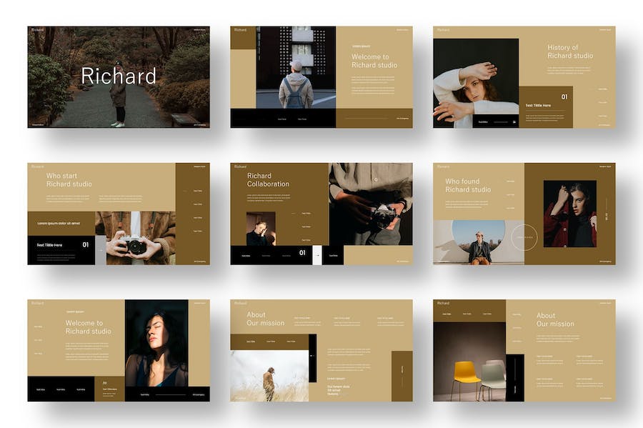 复古风格美女摄影写真图片展示keynote模板 - 顶尖PPT