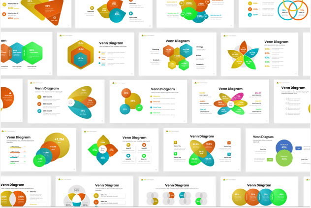 清新维恩图示逻辑演示PPT模板 - 顶尖PPT
