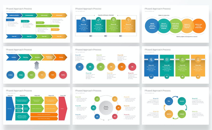 分阶段流程图形keynote模板 - 顶尖PPT