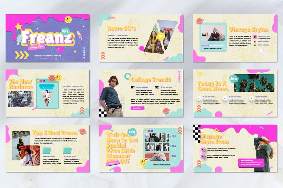 创意拼贴设计作品展示Keynote模板 - 顶尖PPT