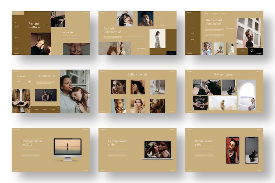 复古风格美女摄影写真图片展示keynote模板 - 顶尖PPT