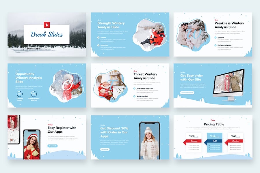 冬季下雪PPT模板 - 顶尖PPT