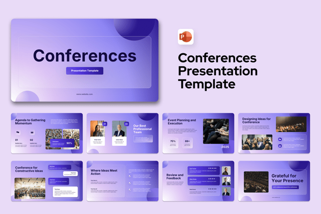 紫色渐变玻璃质感欧美风格PPT模板 - 顶尖PPT