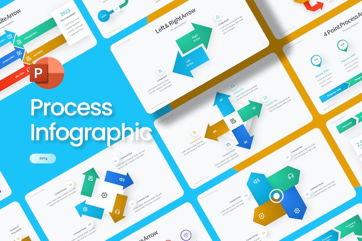 流程步骤图箭头指向图形PPT模板 - 顶尖PPT